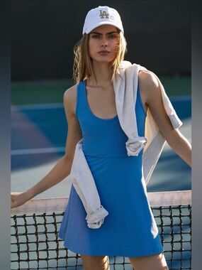 Beyond Yoga Spacedye Active Tennis Dress Flower Blue Heather XS